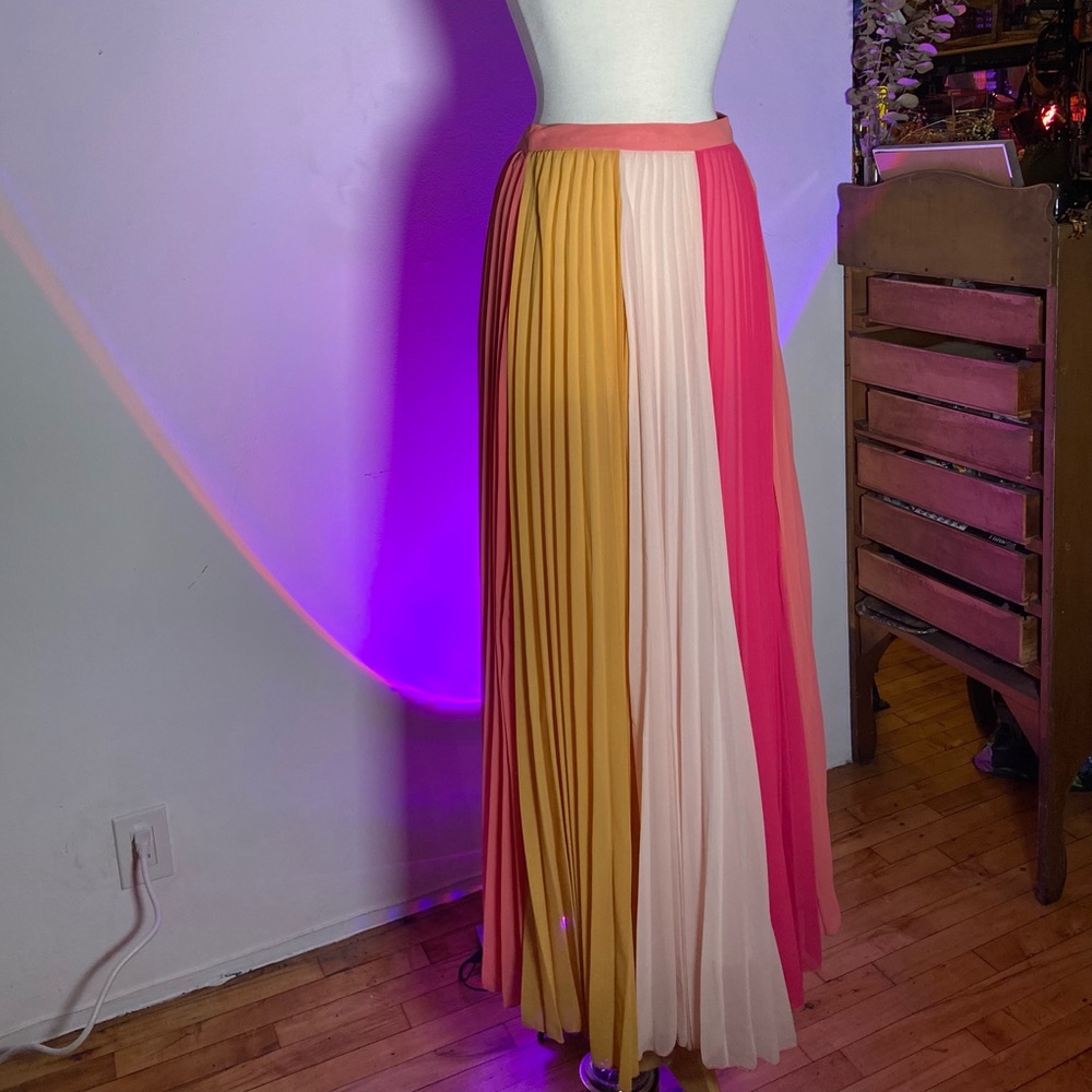 Luxxel Multi color pleated maxi skirt NWT